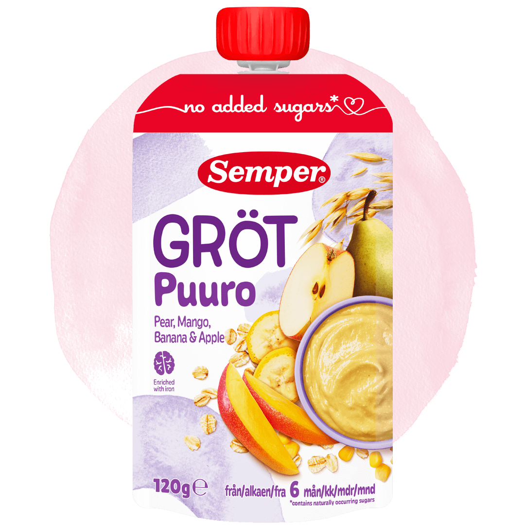 Grötklämmis Pear, mango, banana & apple från Semper Barnmat