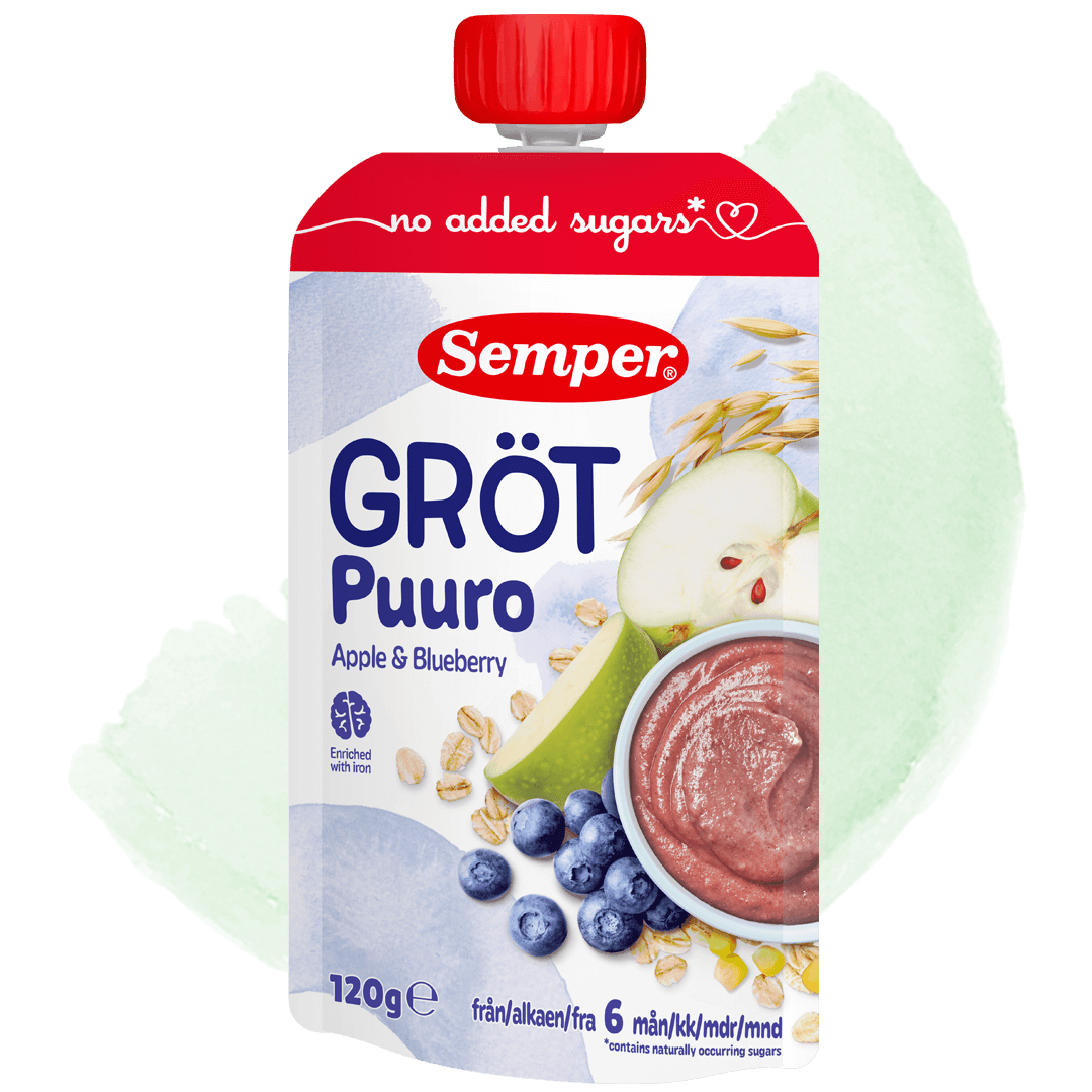 Spiseklar barnegrøt med blåbær & eple